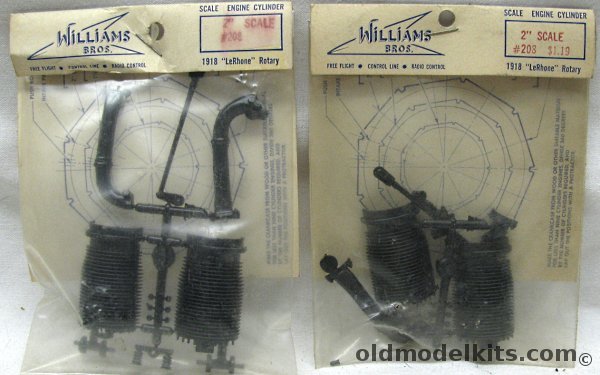 Williams Brothers 2 Inch TWO 1918 LeRhone Rotary Engine Cylinder Kits for Large Scale RC Aircraft - Bagged, 208 plastic model kit